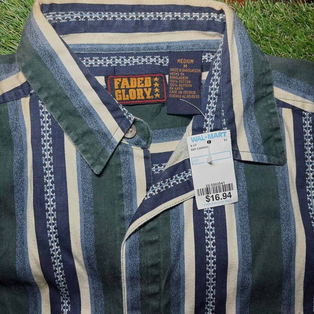 Vintage 1997 nwt faded glory button up striped shirt